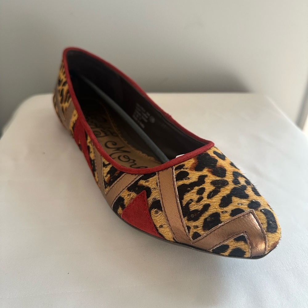 Naughty Monkey Celestria Leopard Flats with Red and Gold Accents